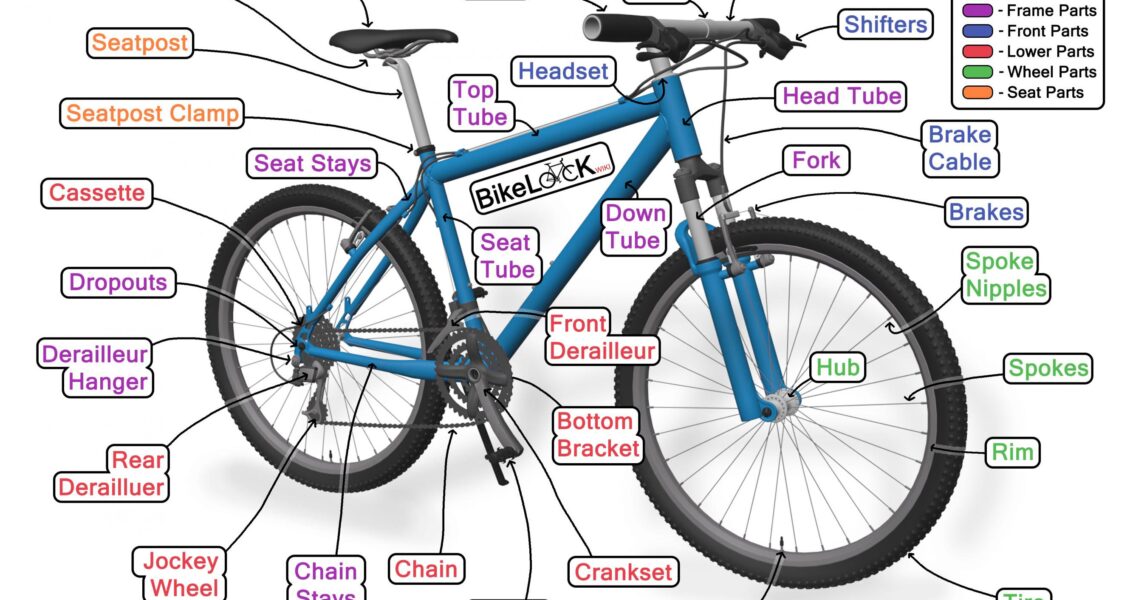 Bicycle parts labeled diagram