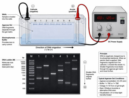 agarose gel electrophoresis labelled diagram