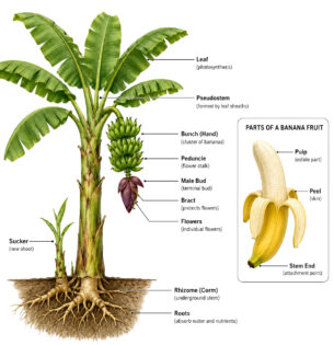 Banana Plant Parts labeled diagram