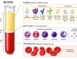 Blood components labeled diagram