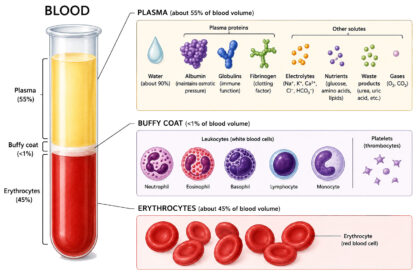 Blood components labeled diagram