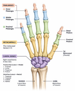 hand bones labeled diagram