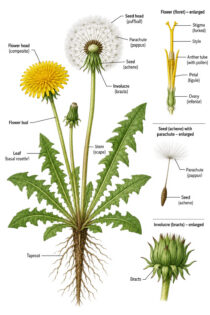 Dandelion labeled diagram