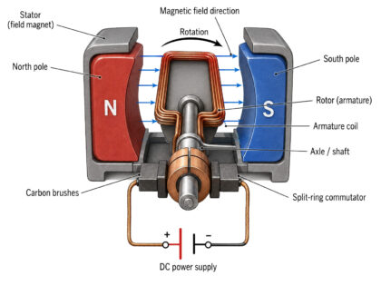 DC Electric Motor labeled diagram