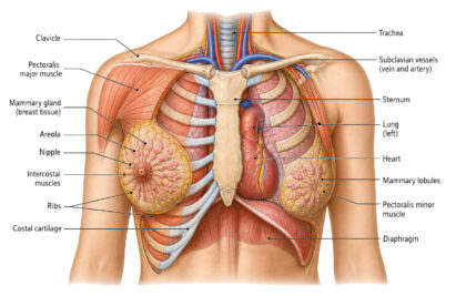 Female Chest Anatomy labeled diagram