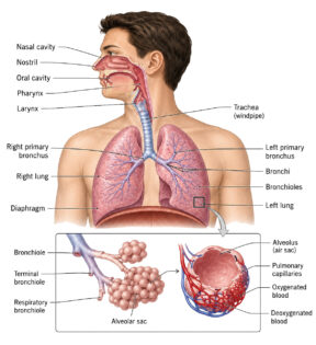 Human Respiratory System labeled diagram
