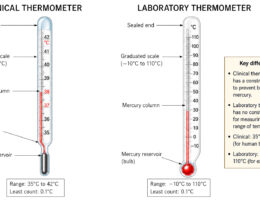 Comparison of Clinical and Laboratory Thermometers labeled diagram