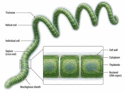 Spirulina Trichome labeled diagram